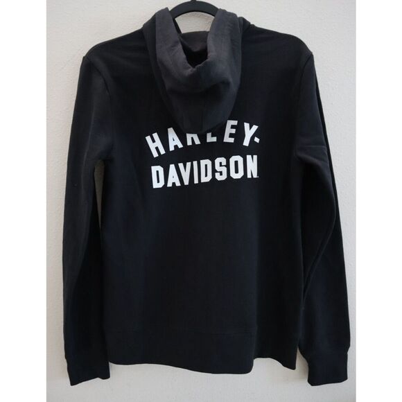 Harley-Davidson Women Sz S Black Beauty Special Racer Font Zip Front Hoodie - Picture 2 of 11